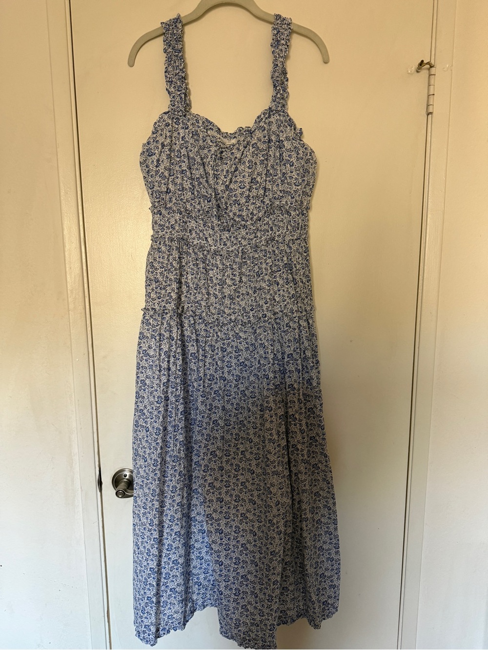 GAP x Dôen Blue Floral Midi Dress with Smocked Top